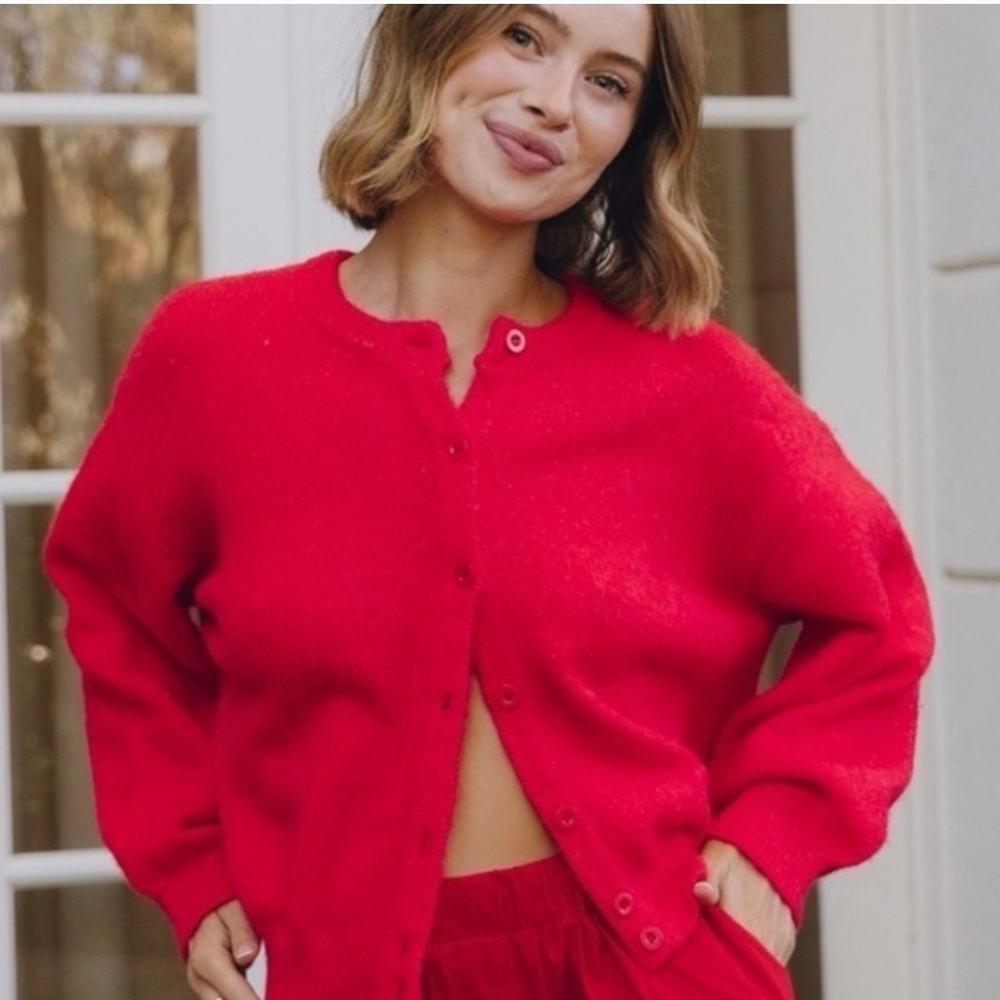 DAILY DRILLS Red Button Up Sweater #DailyDrills